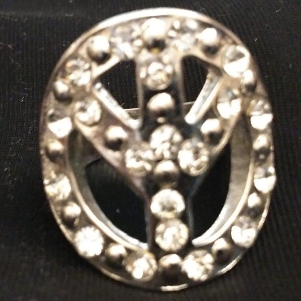 Beautiful Peace Sign Rhinestones Silver Ring - Picture 5 of 7